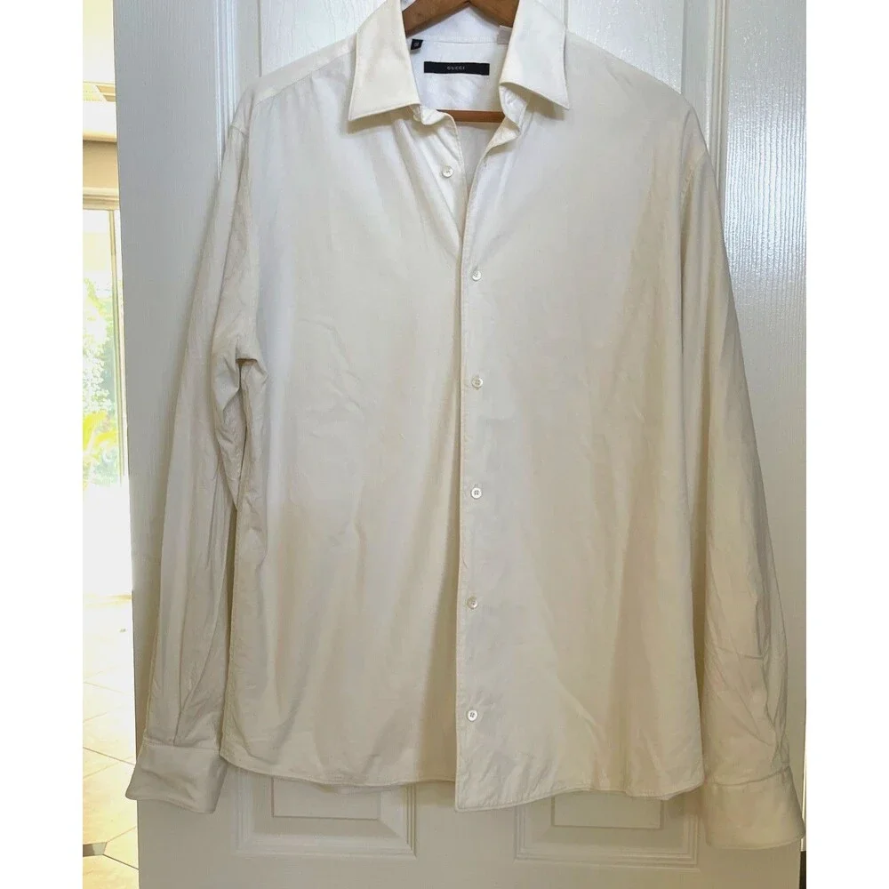 Gucci Mens White Button Down with lining Size 41 / 16